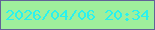 文字の大きさ：3、枠の色：626297、背景の色：9fef9c、文字の色：29f2ee 無料ブログパーツのブログ時計
