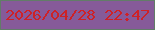文字の大きさ：4、枠の色：627c68、背景の色：865a99、文字の色：ce2127 無料ブログパーツのブログ時計