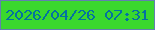 文字の大きさ：1、枠の色：6280b0、背景の色：3ad82e、文字の色：0372a0 無料ブログパーツのブログ時計