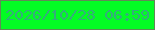 文字の大きさ：4、枠の色：628857、背景の色：03fc24、文字の色：34ae7b 無料ブログパーツのブログ時計