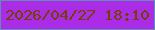 文字の大きさ：1、枠の色：628cb5、背景の色：aa2ce6、文字の色：704103 無料ブログパーツのブログ時計