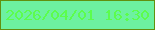 文字の大きさ：2、枠の色：62900f、背景の色：6df1a0、文字の色：5cfd4d 無料ブログパーツのブログ時計