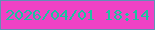 文字の大きさ：2、枠の色：6290b6、背景の色：f042c5、文字の色：1cc2a0 無料ブログパーツのブログ時計