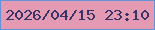 文字の大きさ：4、枠の色：6292d8、背景の色：e59ab3、文字の色：383467 無料ブログパーツのブログ時計