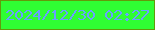 文字の大きさ：3、枠の色：629a0a、背景の色：2ffe33、文字の色：69a0fe 無料ブログパーツのブログ時計