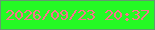 文字の大きさ：4、枠の色：629c6e、背景の色：25fa24、文字の色：f7738d 無料ブログパーツのブログ時計