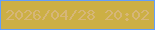 文字の大きさ：4、枠の色：629efc、背景の色：ccaf45、文字の色：d6b678 無料ブログパーツのブログ時計