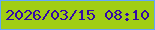 文字の大きさ：1、枠の色：62a7fc、背景の色：a1ce14、文字の色：3408a8 無料ブログパーツのブログ時計