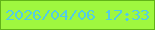 文字の大きさ：1、枠の色：62b318、背景の色：9ff73f、文字の色：53cce4 無料ブログパーツのブログ時計