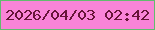 文字の大きさ：1、枠の色：62bc6e、背景の色：f984d7、文字の色：671538 無料ブログパーツのブログ時計