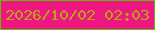 文字の大きさ：1、枠の色：62bd06、背景の色：ee1782、文字の色：bba414 無料ブログパーツのブログ時計