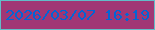 文字の大きさ：1、枠の色：62bdc9、背景の色：a13775、文字の色：0265d6 無料ブログパーツのブログ時計