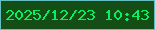 文字の大きさ：2、枠の色：62bec0、背景の色：144d15、文字の色：02f261 無料ブログパーツのブログ時計
