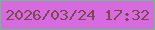 文字の大きさ：1、枠の色：62c57d、背景の色：d76adf、文字の色：79494c 無料ブログパーツのブログ時計