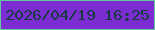 文字の大きさ：5、枠の色：62c99c、背景の色：7c2dd1、文字の色：183a43 無料ブログパーツのブログ時計