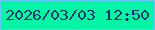文字の大きさ：3、枠の色：62c9fc、背景の色：05f4a5、文字の色：0a3a6a 無料ブログパーツのブログ時計