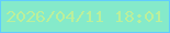 文字の大きさ：3、枠の色：62ccff、背景の色：85eaca、文字の色：bbef9b 無料ブログパーツのブログ時計