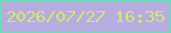 文字の大きさ：3、枠の色：62e5b6、背景の色：b7acdf、文字の色：d2eb64 無料ブログパーツのブログ時計