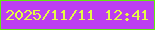 文字の大きさ：5、枠の色：62ea0f、背景の色：bc3ff1、文字の色：e4fc44 無料ブログパーツのブログ時計