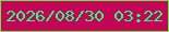 文字の大きさ：1、枠の色：62ea4b、背景の色：c40457、文字の色：26fc85 無料ブログパーツのブログ時計