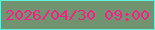 文字の大きさ：4、枠の色：62f3de、背景の色：719370、文字の色：f91f89 無料ブログパーツのブログ時計