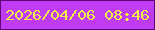 文字の大きさ：5、枠の色：63017a、背景の色：c03cf2、文字の色：f3ef46 無料ブログパーツのブログ時計