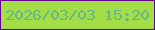 文字の大きさ：4、枠の色：63028f、背景の色：a4de46、文字の色：67b68a 無料ブログパーツのブログ時計