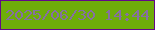 文字の大きさ：5、枠の色：630889、背景の色：6ead09、文字の色：866fa3 無料ブログパーツのブログ時計