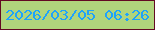 文字の大きさ：5、枠の色：630a23、背景の色：b0d57c、文字の色：1ea3fb 無料ブログパーツのブログ時計