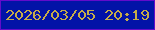文字の大きさ：3、枠の色：630bca、背景の色：0213a7、文字の色：c6ac49 無料ブログパーツのブログ時計