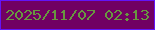 文字の大きさ：1、枠の色：6314f7、背景の色：710062、文字の色：689740 無料ブログパーツのブログ時計