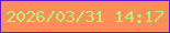 文字の大きさ：3、枠の色：6316c6、背景の色：fc8e59、文字の色：b6f275 無料ブログパーツのブログ時計