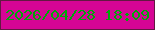 文字の大きさ：4、枠の色：631842、背景の色：d60595、文字の色：00a609 無料ブログパーツのブログ時計