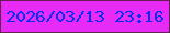 文字の大きさ：3、枠の色：63204f、背景の色：e72af5、文字の色：0231f5 無料ブログパーツのブログ時計