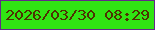 文字の大きさ：1、枠の色：63298a、背景の色：30e413、文字の色：4e3102 無料ブログパーツのブログ時計