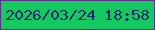 文字の大きさ：4、枠の色：632d8d、背景の色：14c95f、文字の色：0a2f6b 無料ブログパーツのブログ時計