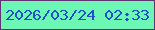 文字の大きさ：1、枠の色：633272、背景の色：6df7b5、文字の色：224fcb 無料ブログパーツのブログ時計