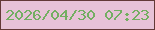 文字の大きさ：3、枠の色：633937、背景の色：e7c2d7、文字の色：73ae62 無料ブログパーツのブログ時計