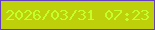 文字の大きさ：2、枠の色：633ec1、背景の色：bed00a、文字の色：c4ff2c 無料ブログパーツのブログ時計