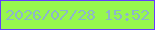 文字の大きさ：1、枠の色：633efe、背景の色：97f74e、文字の色：8db5cb 無料ブログパーツのブログ時計