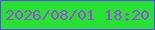 文字の大きさ：4、枠の色：6343fa、背景の色：27e232、文字の色：9e49e1 無料ブログパーツのブログ時計