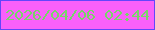 文字の大きさ：2、枠の色：6345fb、背景の色：f960fa、文字の色：78d469 無料ブログパーツのブログ時計