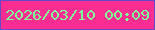 文字の大きさ：5、枠の色：6349ca、背景の色：f92d92、文字の色：7ffd98 無料ブログパーツのブログ時計