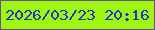文字の大きさ：3、枠の色：63528f、背景の色：9ff70f、文字の色：2533d1 無料ブログパーツのブログ時計