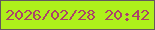 文字の大きさ：4、枠の色：63595d、背景の色：aef01b、文字の色：ab4369 無料ブログパーツのブログ時計