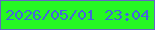 文字の大きさ：2、枠の色：6367c3、背景の色：26f823、文字の色：4465dc 無料ブログパーツのブログ時計
