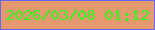 文字の大きさ：2、枠の色：6368f3、背景の色：e6986e、文字の色：30f81e 無料ブログパーツのブログ時計