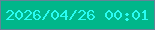 文字の大きさ：2、枠の色：638397、背景の色：00b68a、文字の色：29fcf2 無料ブログパーツのブログ時計