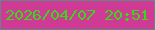 文字の大きさ：2、枠の色：638587、背景の色：cf3b94、文字の色：38da17 無料ブログパーツのブログ時計