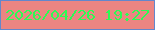 文字の大きさ：2、枠の色：6387cc、背景の色：ec8582、文字の色：2efa54 無料ブログパーツのブログ時計